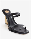 Arezzo Metallic Heeled Wedge Black