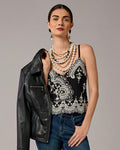 Beaded Detail Cami Proper Black/Off White