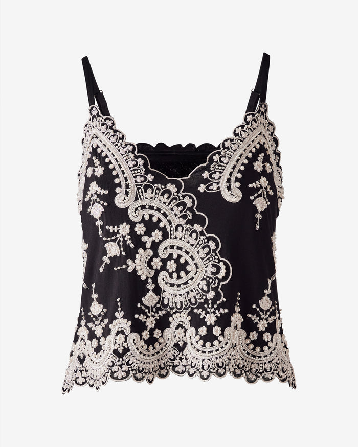 Beaded Detail Cami Proper Black/Off White