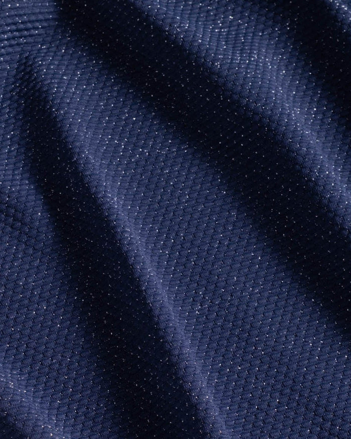 Belted Hi Waist Hi Leg Bottom In Marine Blue Metallic