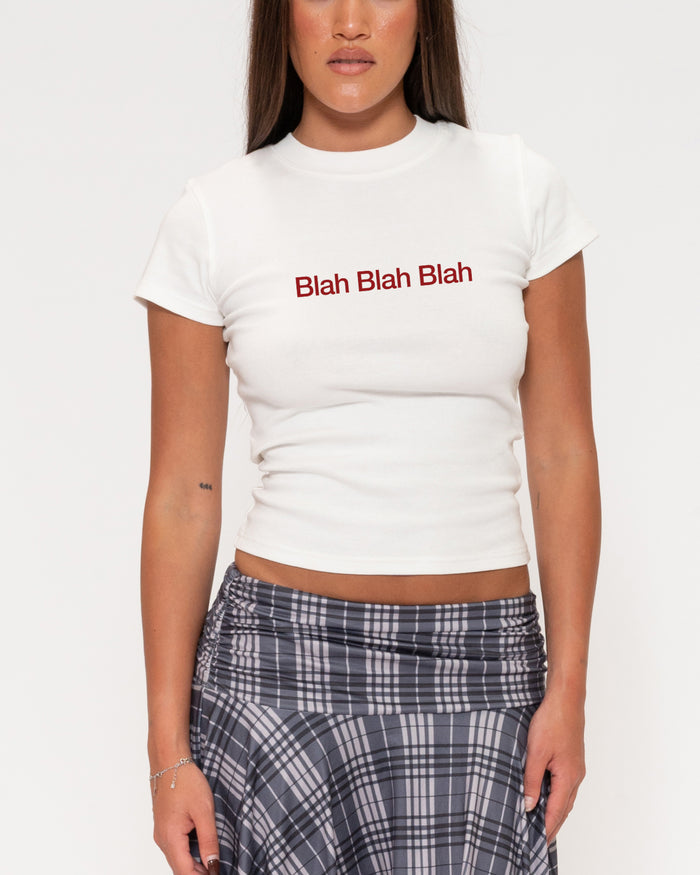 Blah Blah Blah White Longline Baby Tee