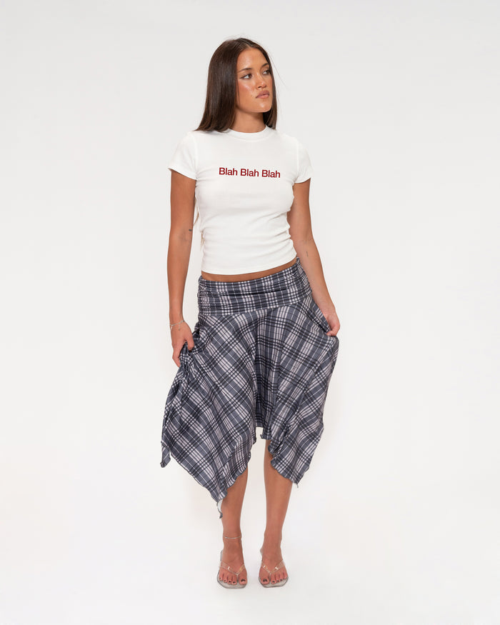 Blah Blah Blah White Longline Baby Tee