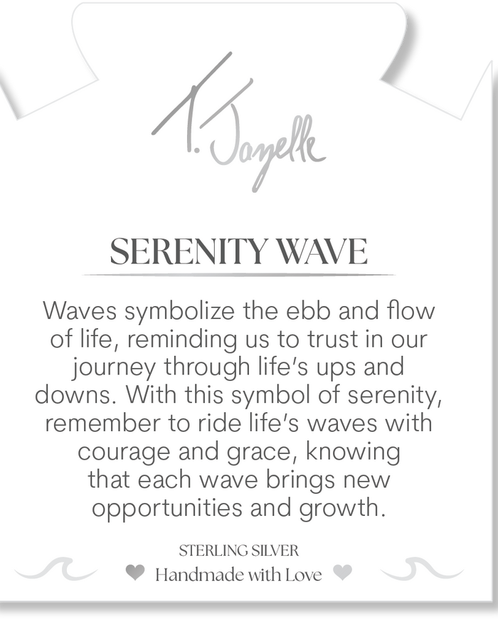 Blue Aquamarine Gemstone Bracelet with Serenity Wave Sterling Silver Charm