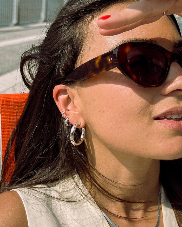 Bold Huggie Hoops - Giulia Silver