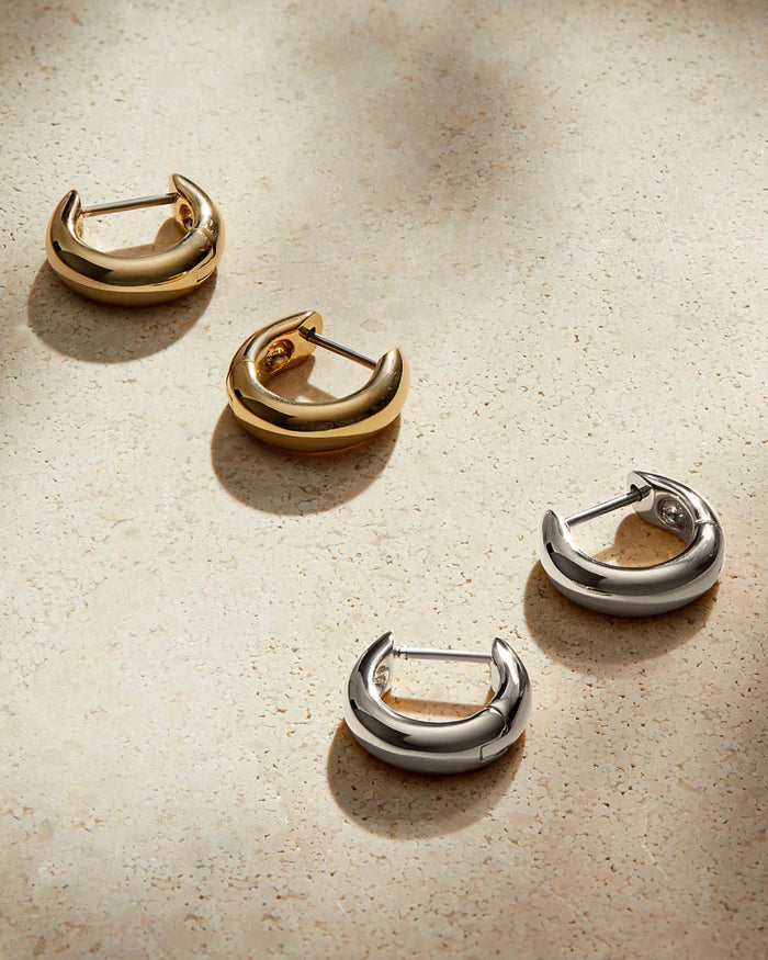 Bold Huggie Hoops - Giulia Silver