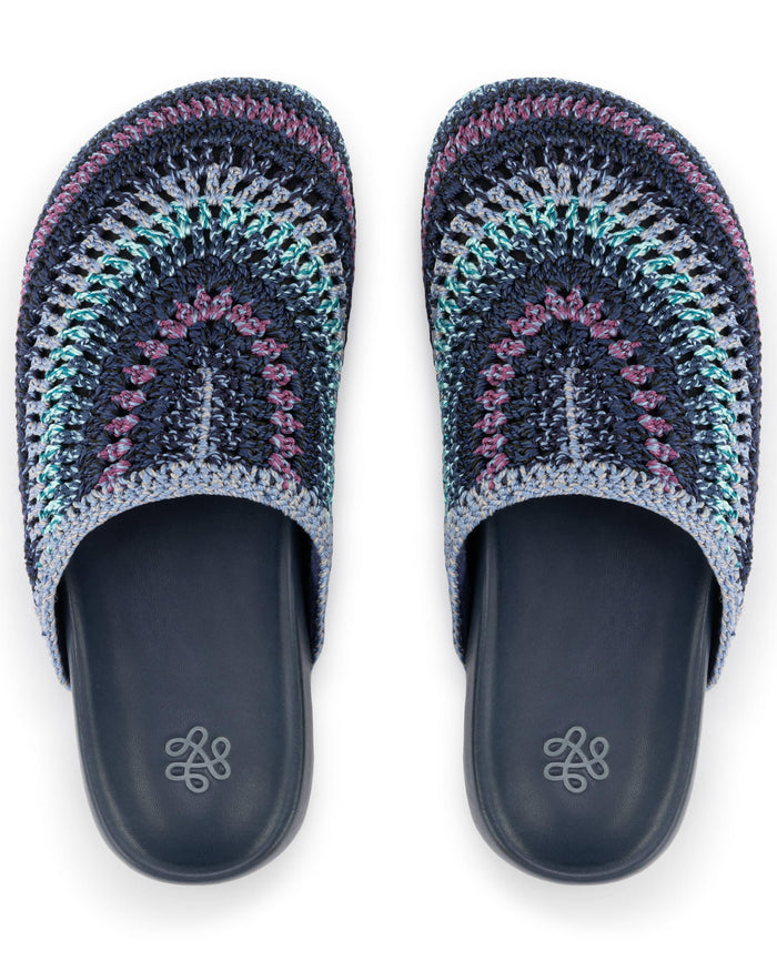 Bolinas Clog - Hand Crochet - Lapis Stripe