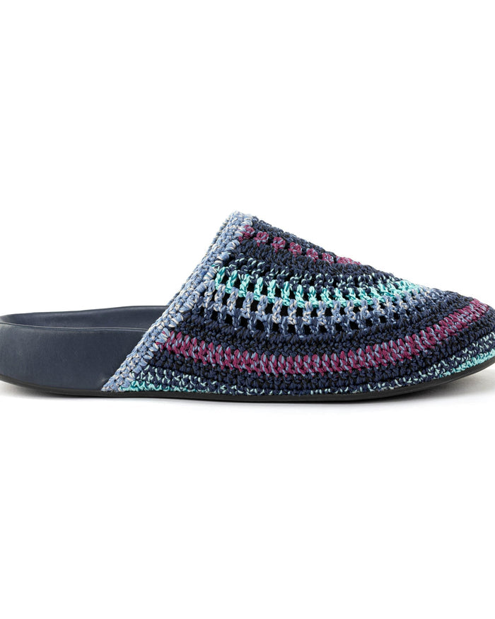 Bolinas Clog - Hand Crochet - Lapis Stripe