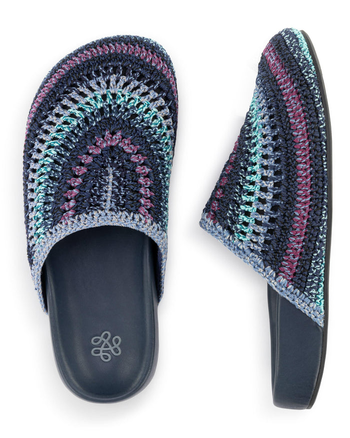 Bolinas Clog - Hand Crochet - Lapis Stripe