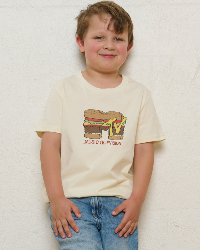 Burger MTV Logo Natural Kids T-Shirt