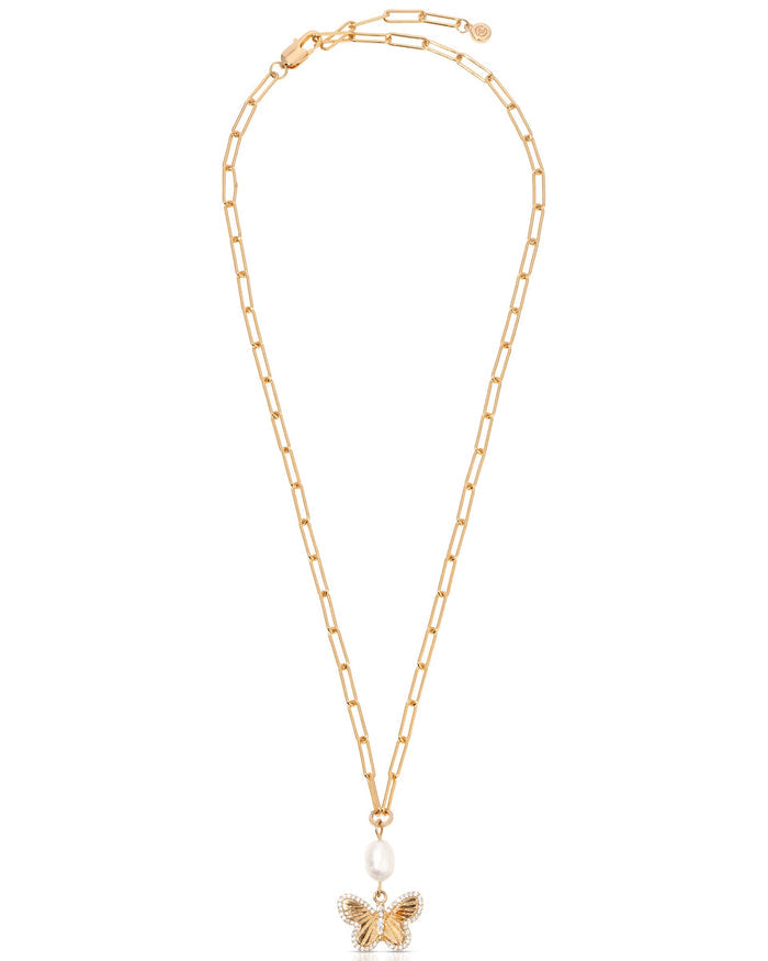 Butterfly Pearl Chain Necklace