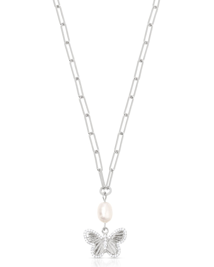 Butterfly Pearl Chain Necklace