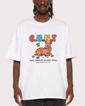 Caring Unbothered Nourished Thriving White Oversized Tee