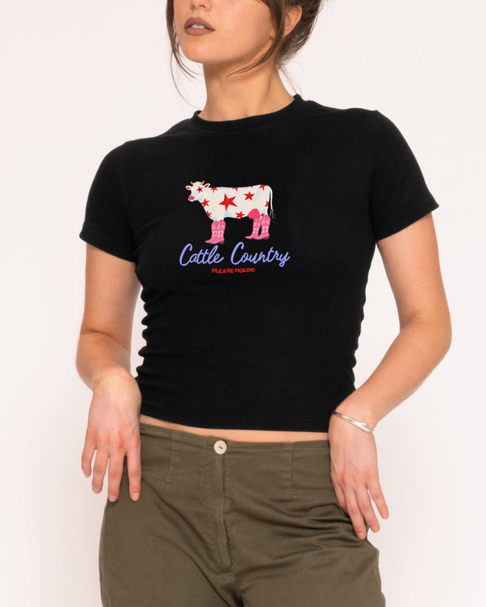 Cattle Country Black Longline Baby Tee