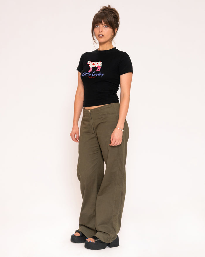 Cattle Country Black Longline Baby Tee