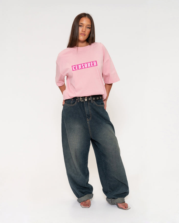 Censored Pink Boxy Crop Tee