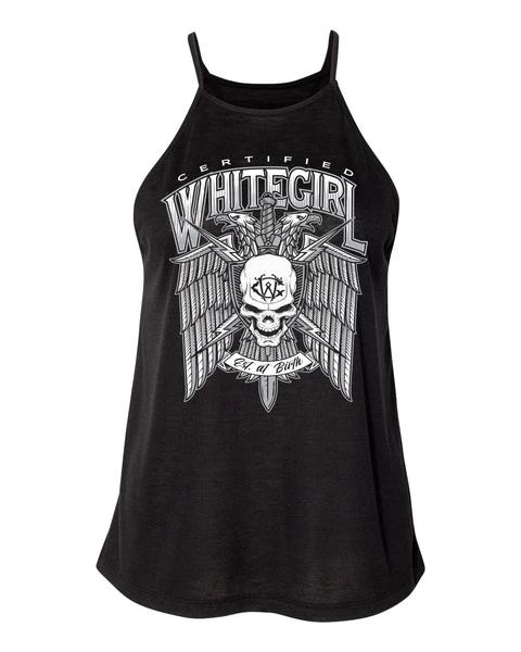 CERTIFIED WHITEGIRL EAGLE FLOWY HIGH NECK TANK