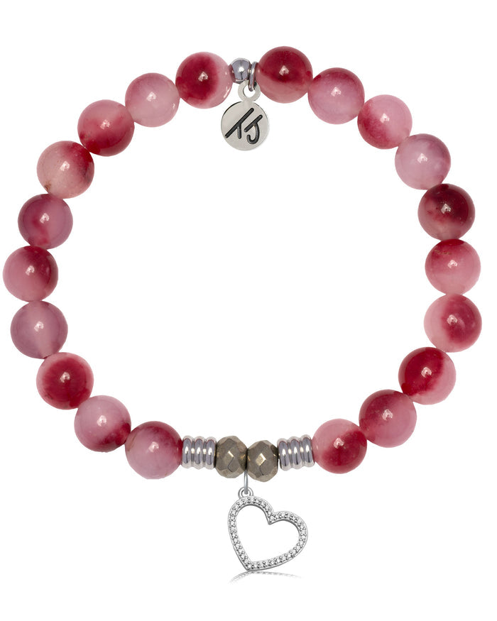 Cherry Jade Gemstone Bracelet with Beautiful Soul Sterling Silver Charm