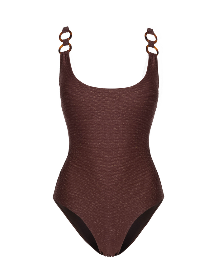 Chloe Tank One Piece In Cacao Metallic