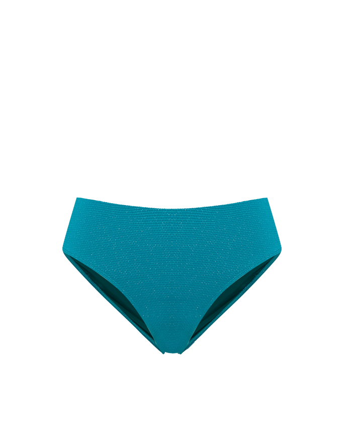 Classic Midrise Bottom In Jungle Green Metallic Pique