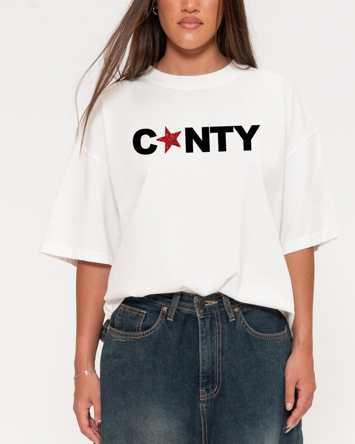 C*NTY White Boxy Crop Tee