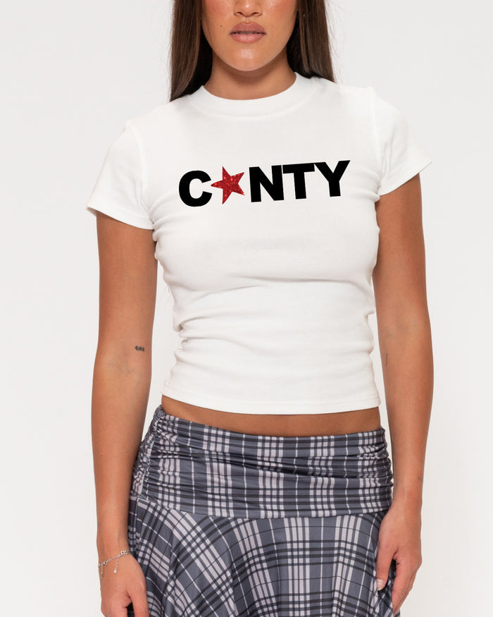 C*NTY White Longline Baby Tee