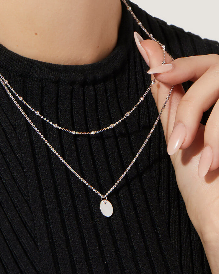 Coin Necklace Set - Willow Silver