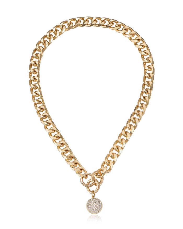 Crystal Disc Charm and Chain Necklace