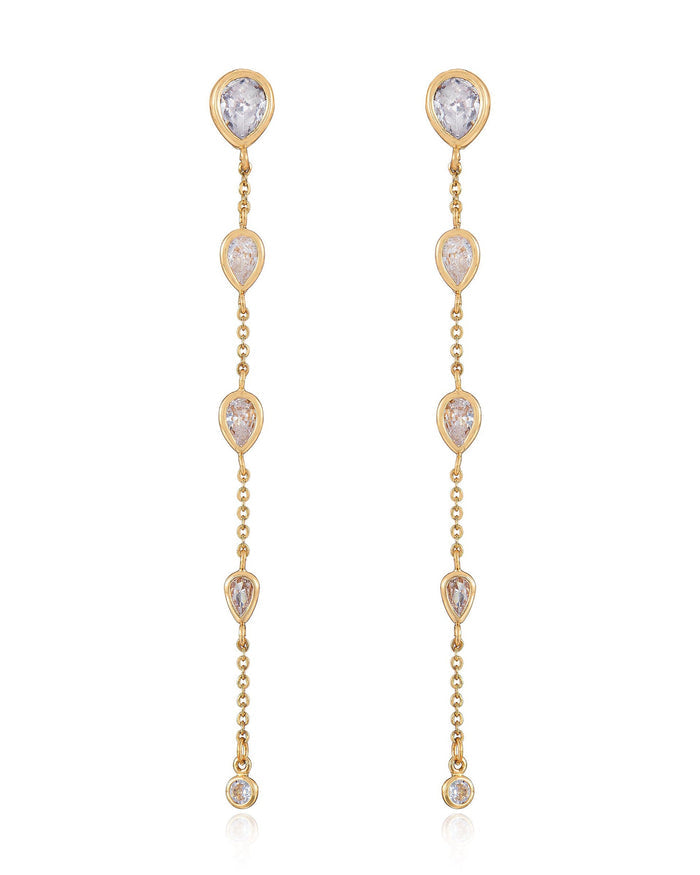Dainty Bezel Crystal Dangle Earrings