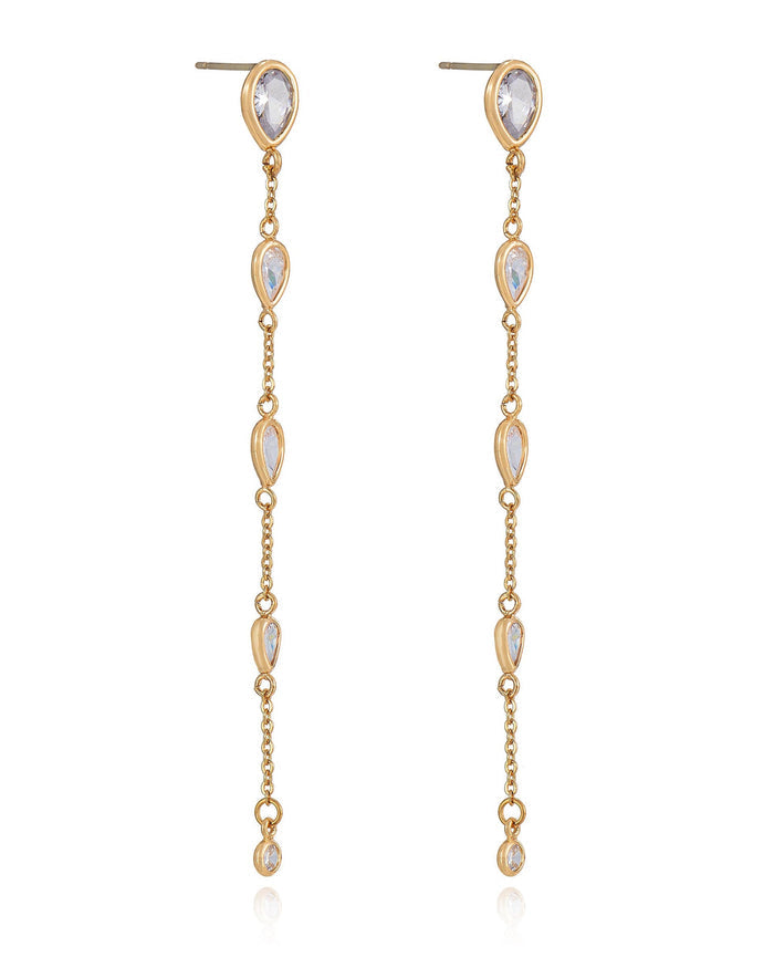 Dainty Bezel Crystal Dangle Earrings
