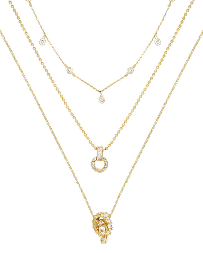 Dainty Crystal Trio Necklace Set