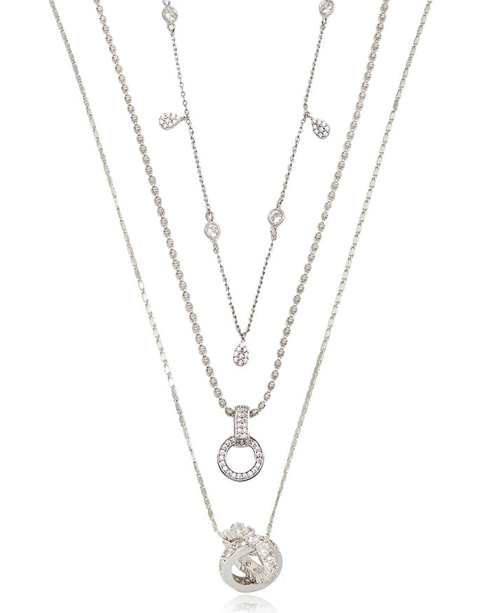 Dainty Crystal Trio Necklace Set