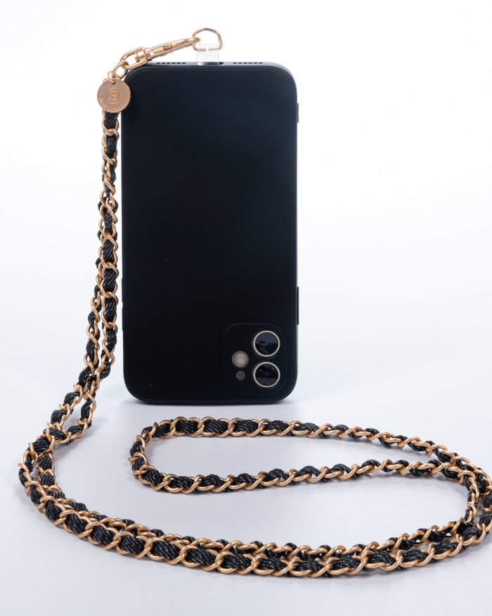 Dark Denim x Matte Gold Crossbody Phone Chain