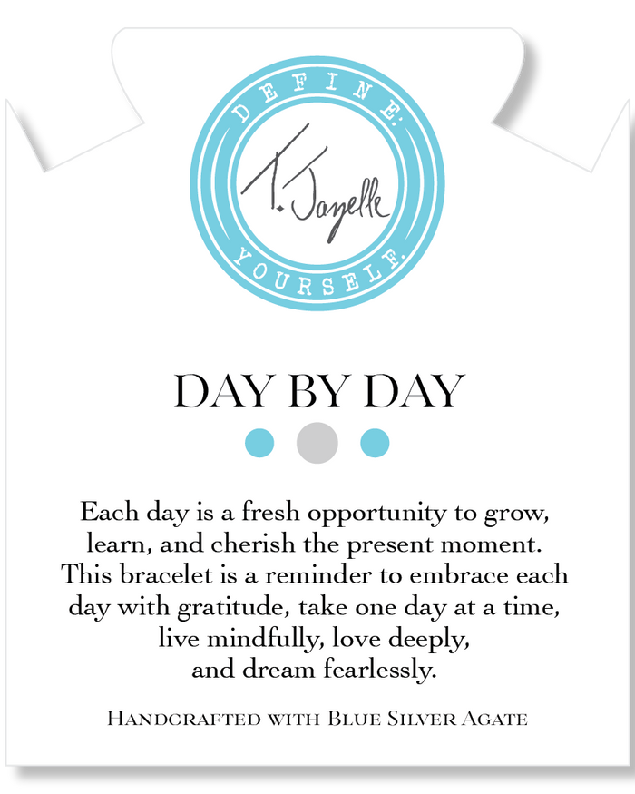 Day by Day Collection- Blue Silver Agate Gemstone Bracelet