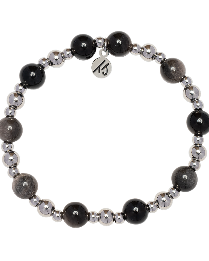 Day by Day Collection- Silver Obsidian Gemstone Bracelet