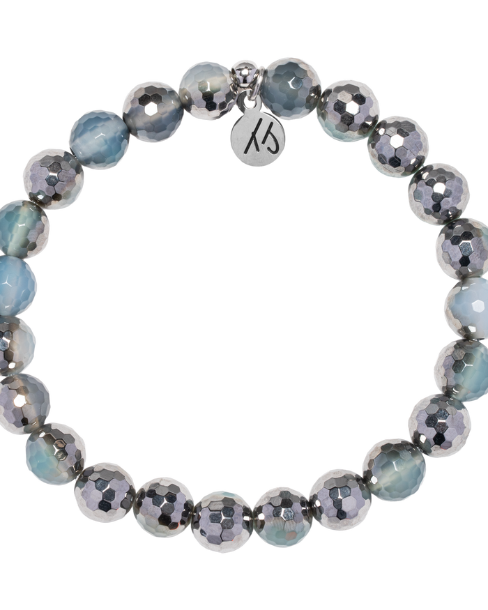 Defining Bracelet- Balance Bracelet with Blue Silver Agate Gemstones