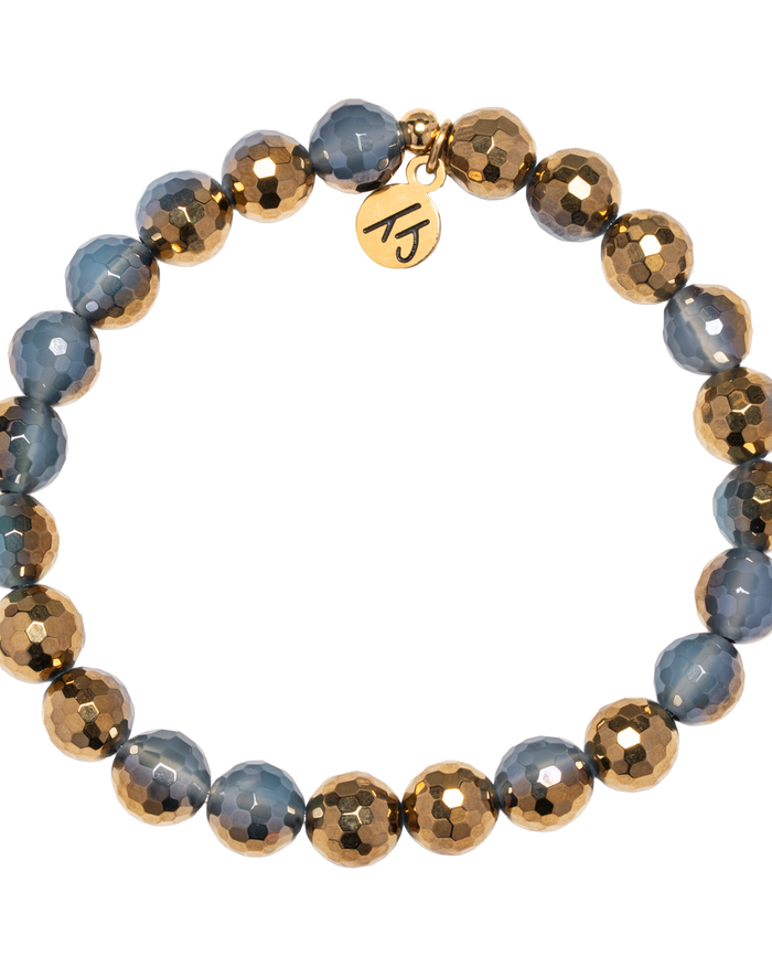 Defining Bracelet- Motivation Bracelet with Blue Gold Agate Gemstones