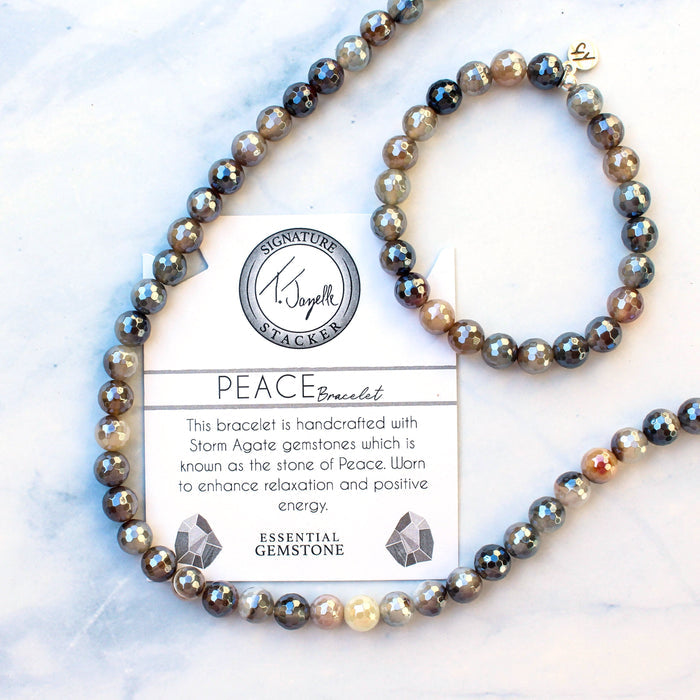 Defining Bracelet- Peace Bracelet with Storm Agate Gemstones