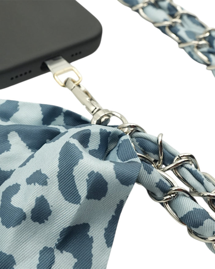 Denim Cheetah Crossbody Phone Chain