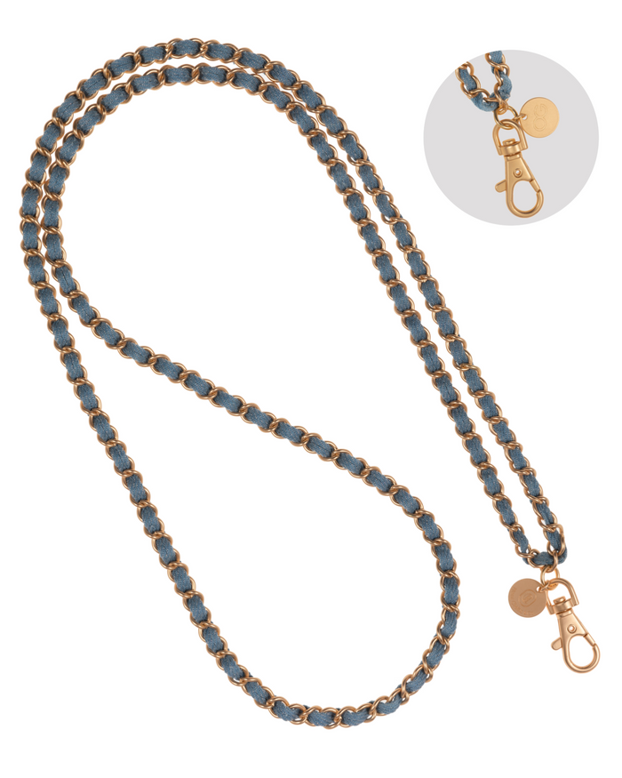 Denim Dream x Matte Gold Crossbody Phone Chain