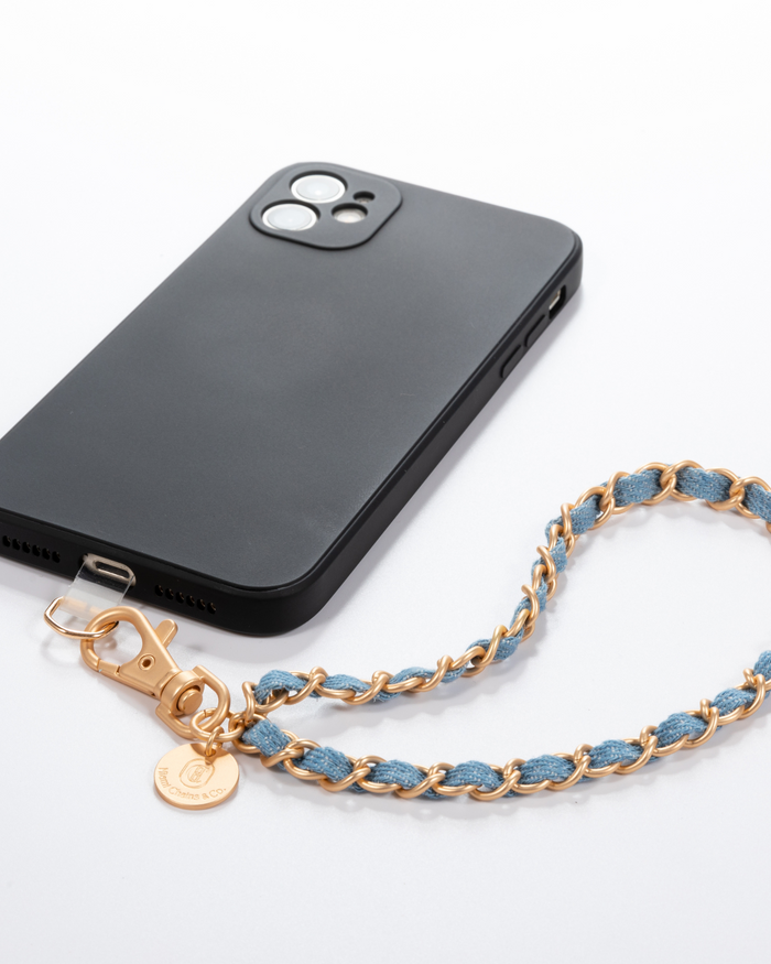 Denim Dream x Matte Gold Phone Wristlet