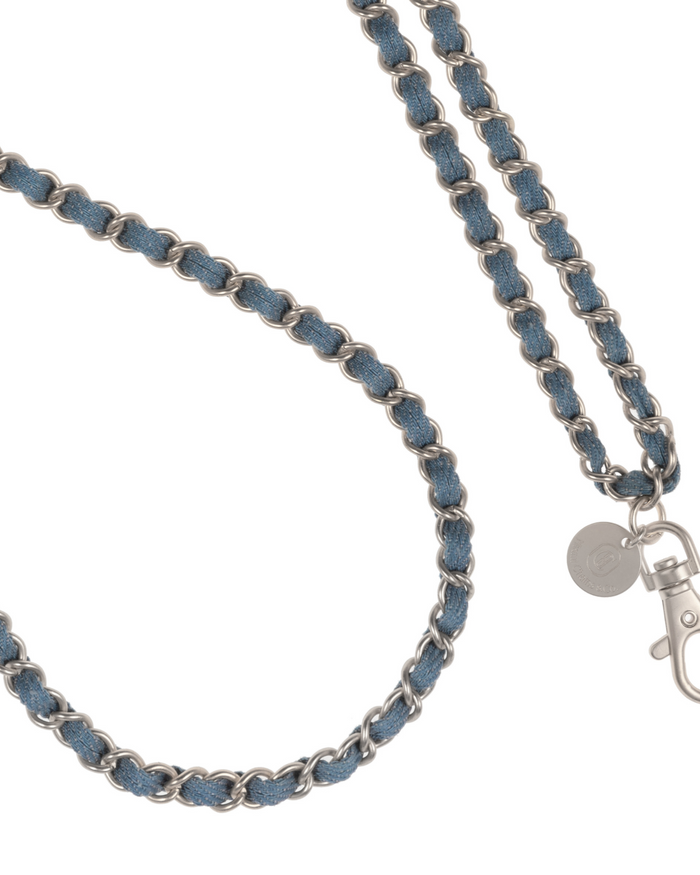 Denim Dream x Matte Silver Crossbody Phone Chain