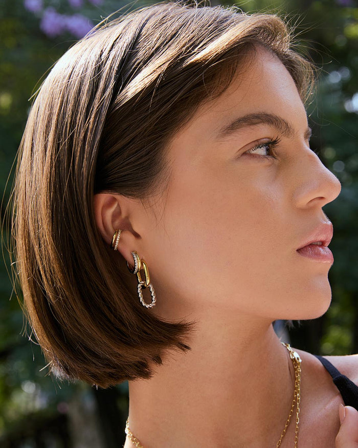 Double Hoop Earrings - Ash Double Two Tone