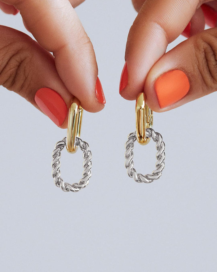 Double Hoop Earrings - Ash Double Two Tone