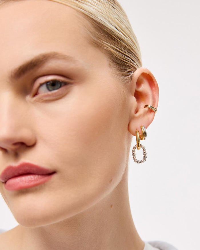 Double Hoop Earrings - Ash Double Two Tone