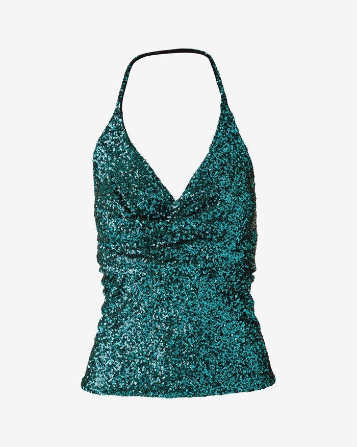 Draped Sequin Knit Top Everglade