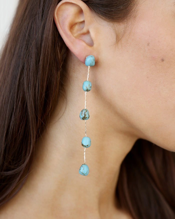 Dripping Turquoise Delicate Drop Earrings