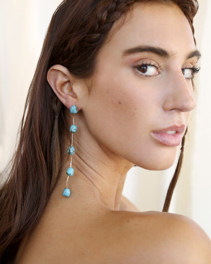 Dripping Turquoise Delicate Drop Earrings