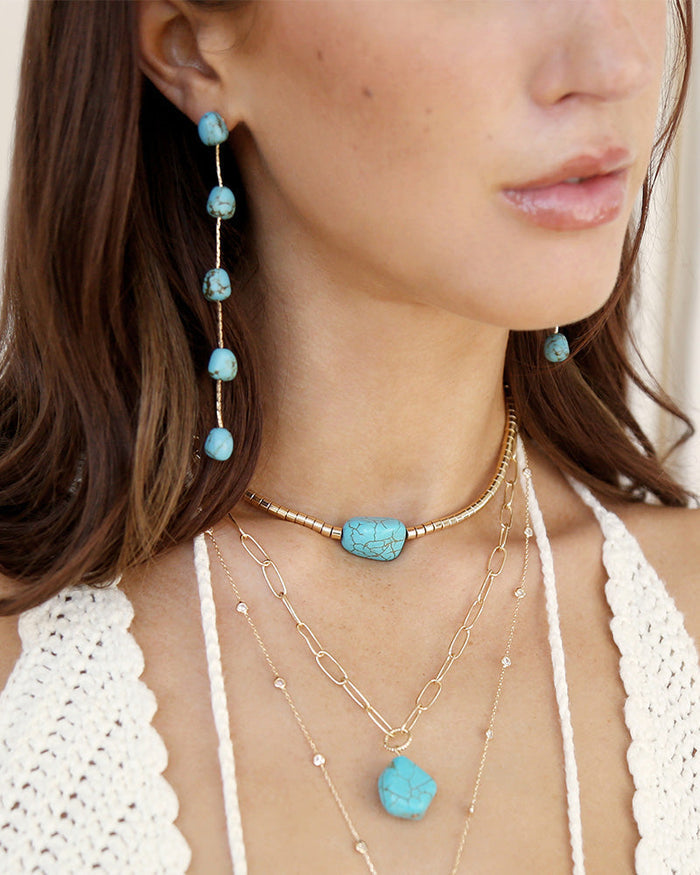 Dripping Turquoise Delicate Drop Earrings