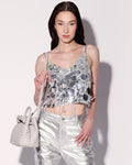 Dynah Top, Silver Starlet Sequin