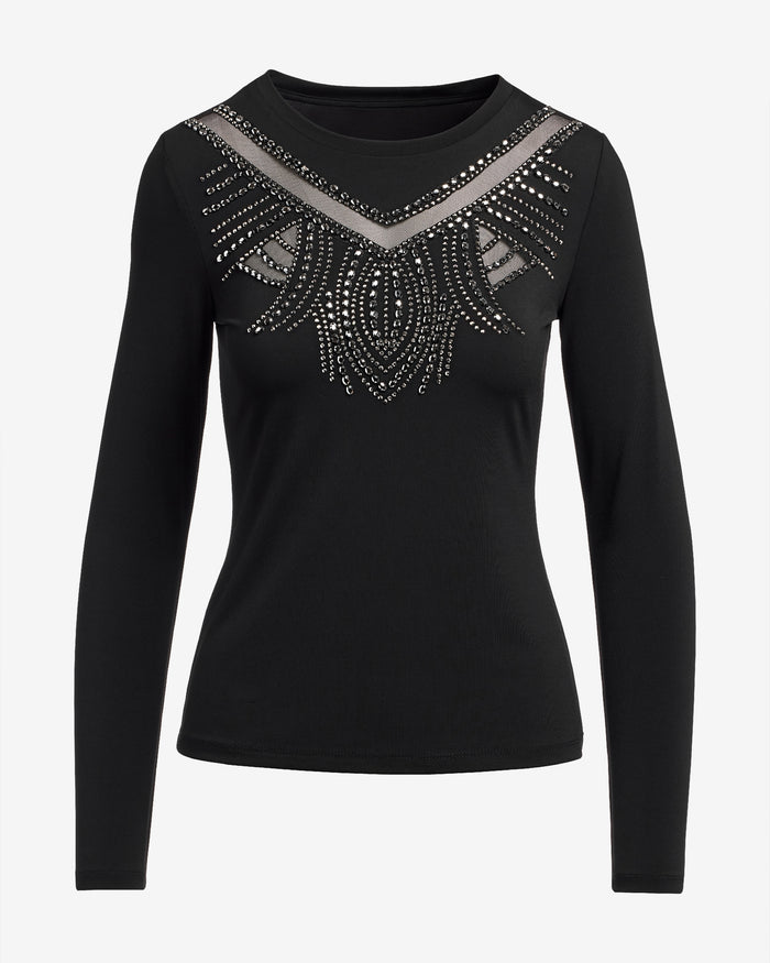 Embellished Long Sleeve Top Proper Black